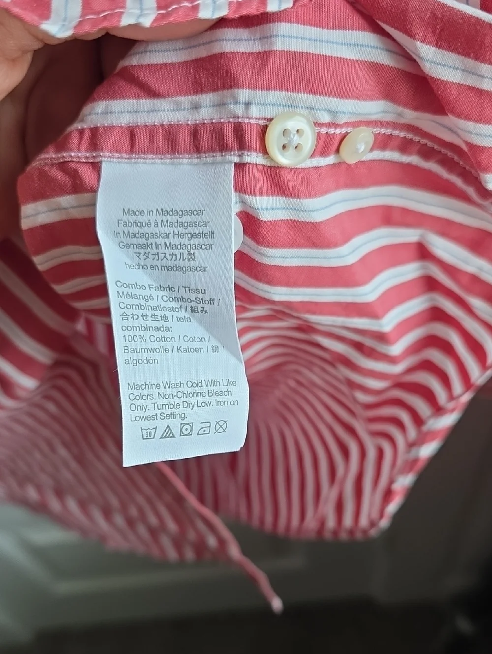 J. Crew Secret Wash Relaxed Striped Button-Down Shirt - Red & White Large G061